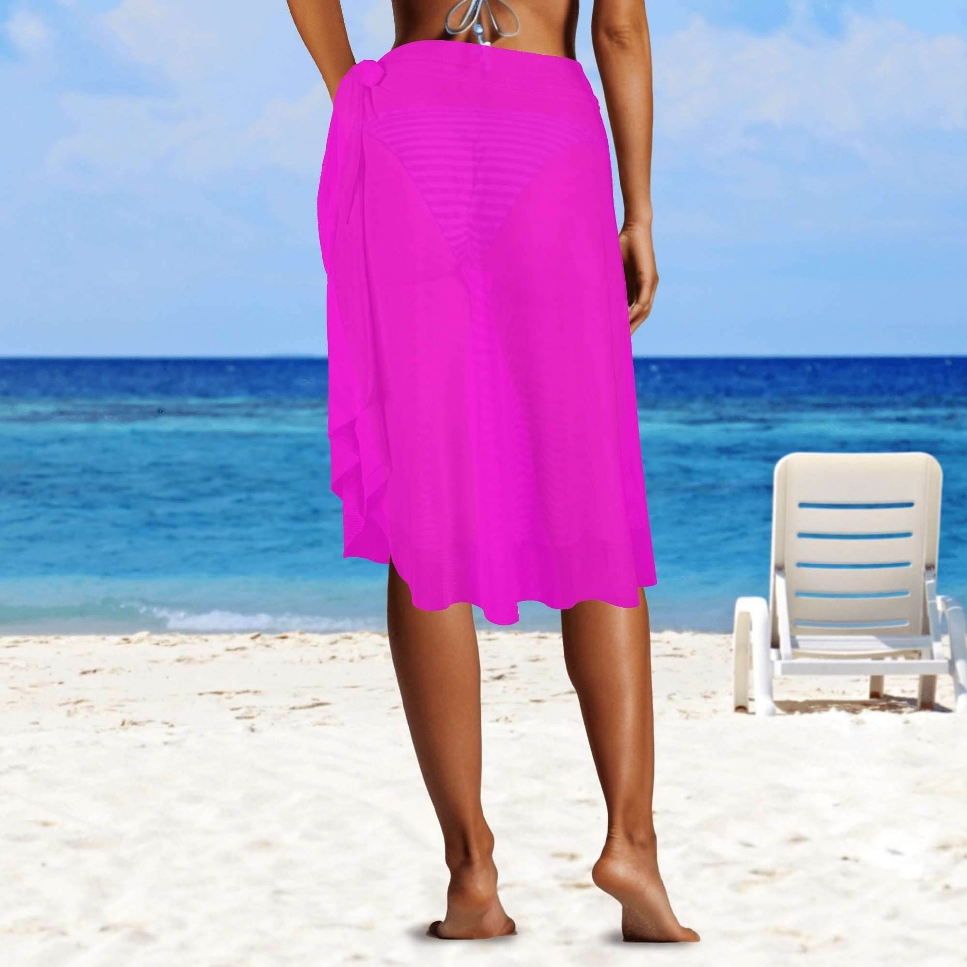 Womens Swimsuit Cover Up Ruffle Tie Side Beach Sarong Wrap Maxi Skirt - Luma Gorria vêtement